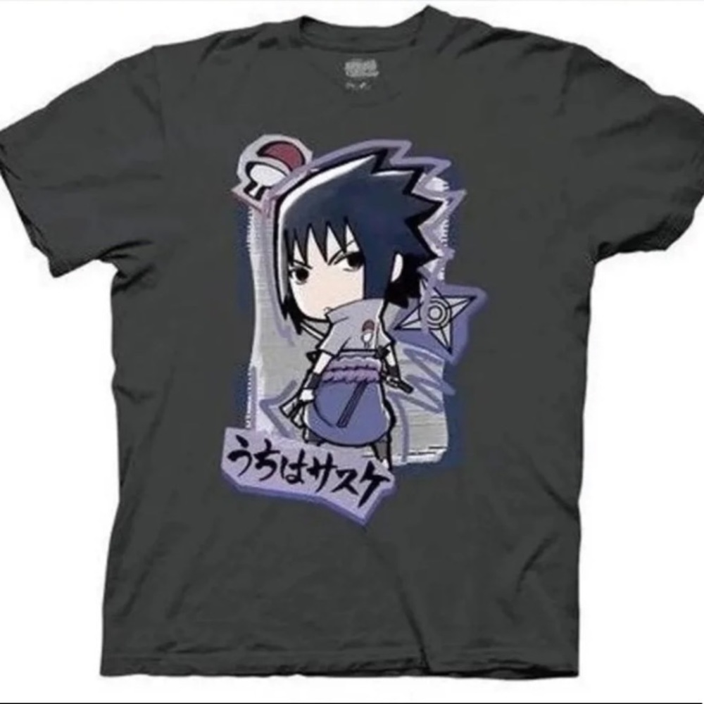 (NWT) Naruto Sasuke Graphics T-Shirt in Gray